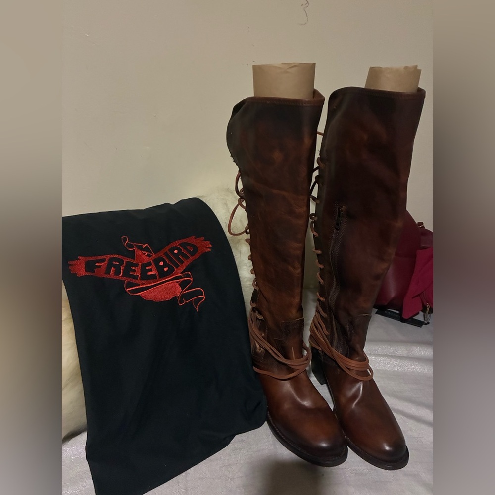 Freebird Coal Cognac Leather Boots